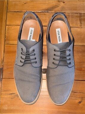 Steve Madden Men's Gray Canvas Derby Lace-Up Shoes Oxford